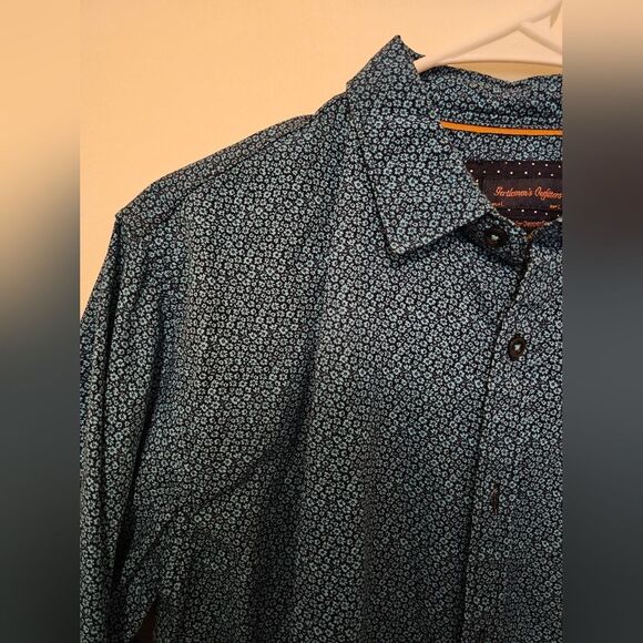 Gentlemens Outfitters Blue Flower Pring Button Down Long Sleeve Large - Picture 3 of 5